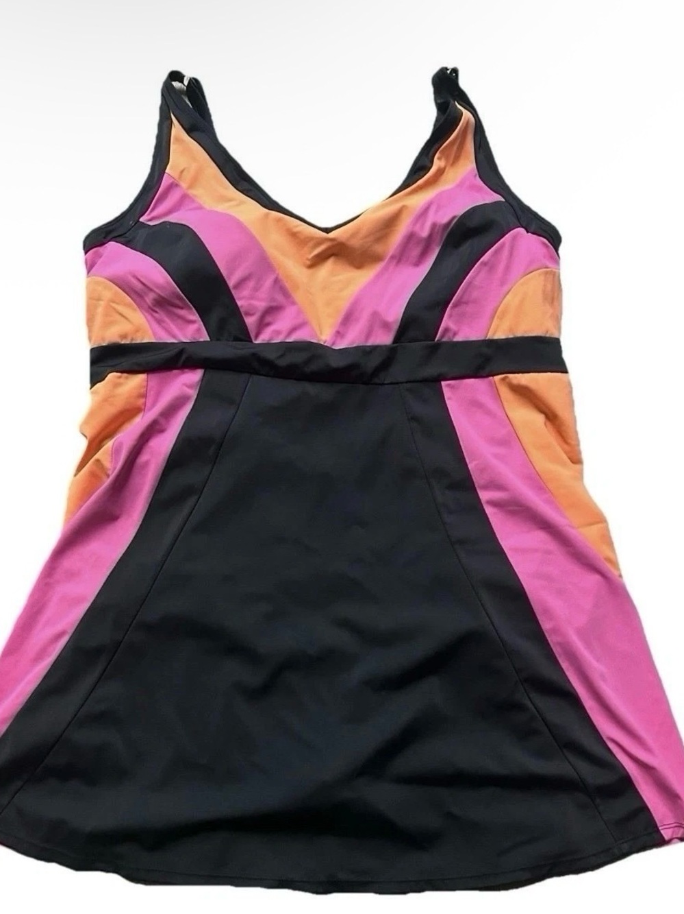 Women’s Roman’s Swim One Piece Bathing Suit Black Orange Pink Size 22W